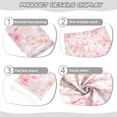 Cherry Blossoms Kids Baby Girls Leggings Stretchy High Waisted Leg Yoga Pants Exercise3