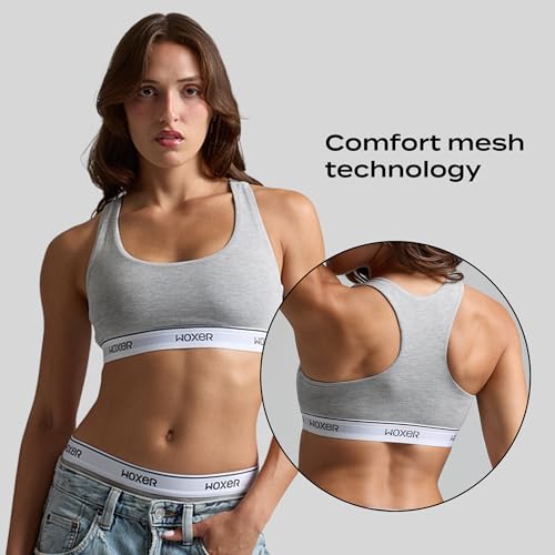 Image of Woxer Boss Bralette for Women - Wireless, Seamless Racerback - Modal Sports Bra, Lounge, Sleep Bralette, Wireless Bra