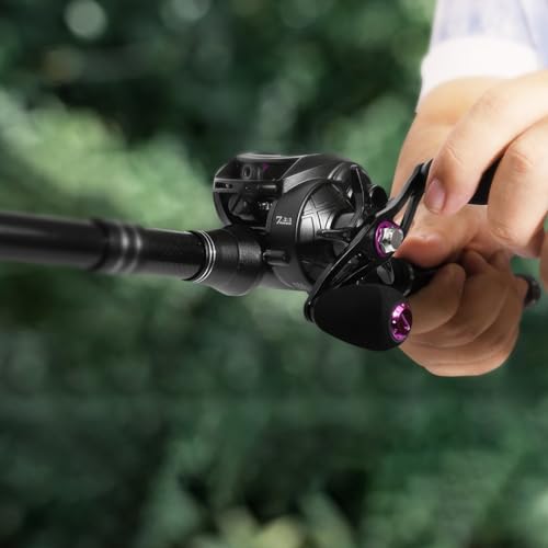 Image of Proberos Baitcasting Reel, Left Hand Heavy-Duty Baitcasting Reel Fishing Reel, Ultra-Smooth Bearings 7.2: 1 Gear Ratio Adjustable Brake System Fishing Reel
