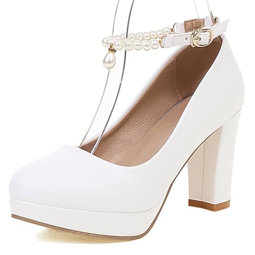 Gicoiz Platform High Heels Women Round Toe Wedding Pumps