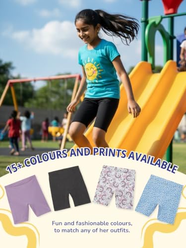 Image of mackly Girls Inner Shorts (Pack of 4) | 2-in-1 Seamless Panty Shorts with Gusset | Soft Breathable Base Layer for Dresses, Skirts