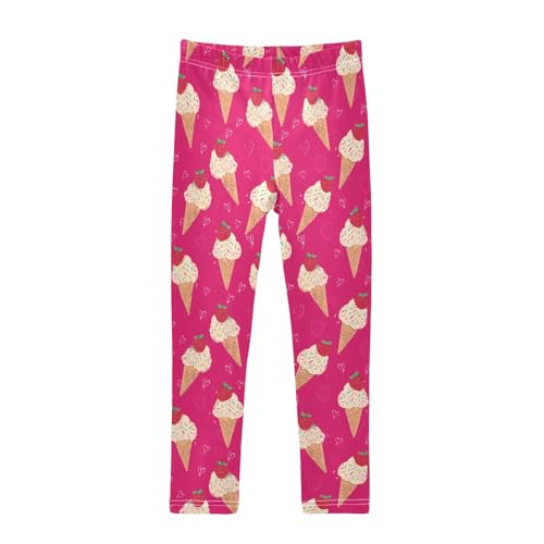 senya Girls Printed Leggings Yoga Pants Ice Cream Strawberry Heart Pattern for Kids in 4t to 10 Years, 4T