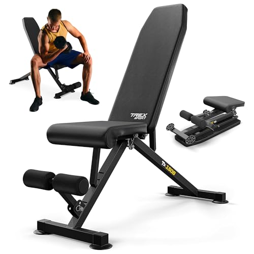 TREX SPORT Hantelbank klappbar TX-150B | Trainingsbank mit 8-Fach...