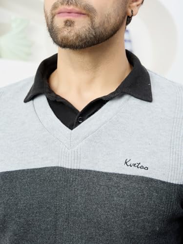 Image of Kvetoo V Neck Sleeveless Winter Wool Sweater for Men