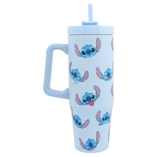 Disney Polar Gear Stitch 900ml Insulated Tumbler with Straw and Lid | Double Wall Stainless Steel Cup
