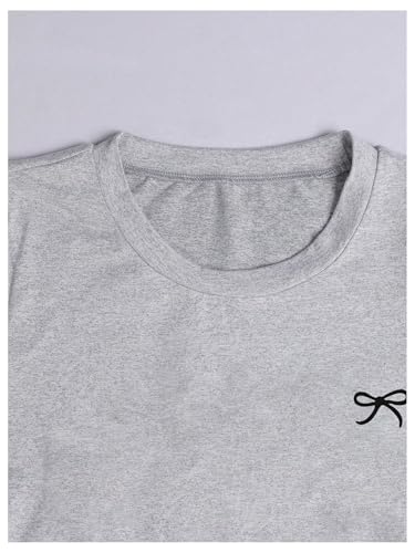 Floerns Girl's Bowknot Print Short Sleeve T Shirts Ruched Crew Neck Y2k Tee Tops4