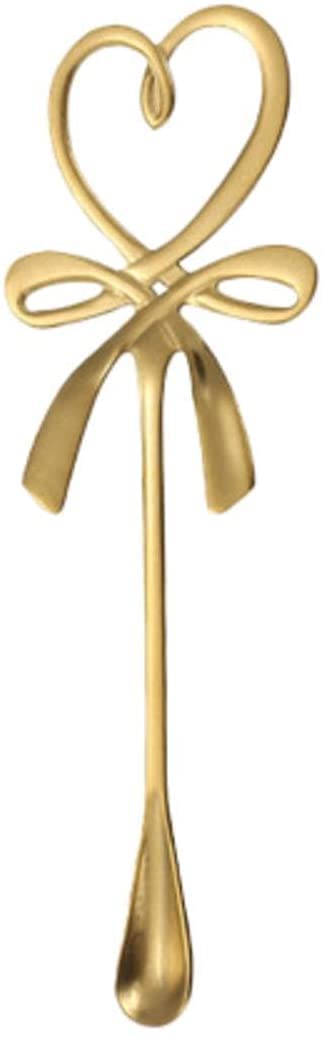 Cucharas De Mesa Mini forma de corazón mezclando cuchara té café mango largo plateado cocina gadget regalo día san valentín Sopa Antigoteo Servir(A-Gold)
