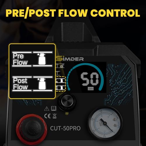 SSIMDER Plasma Cutter 50Amp, 110V/220V Non-Touch Pilot ARC 1/2" Clean Cut 3/4 inch Maximum Cut, Large LED Display and 2T/4T IGBT Inverter Cutter for Metal Fabrication/Automotive/DIY/Workshops