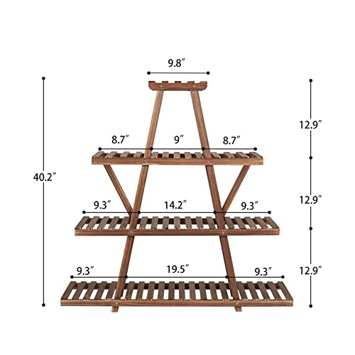 Unho Triangle Shape Plant Stand: A Frame Potted Flower Rack With 4 Tier Display Shelves Funtional Large Wooden Storage Holder For Patio Garden Yard Lawn Home Living Room Decor #TOP5