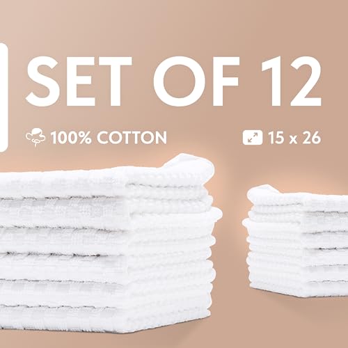 Wealuxe Super Absorbent Kitchen Towels 12 Pack - Premium 100% Cotton Kitchen Towels, 450Gsm Thick Machine Washable White Dish Towels For Kitchen Drying thumb #5