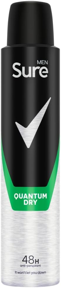 Sure Men Quantum Dry Antiperspirant Deodorant, 48h Anti-Sweat Protection 200 ML
