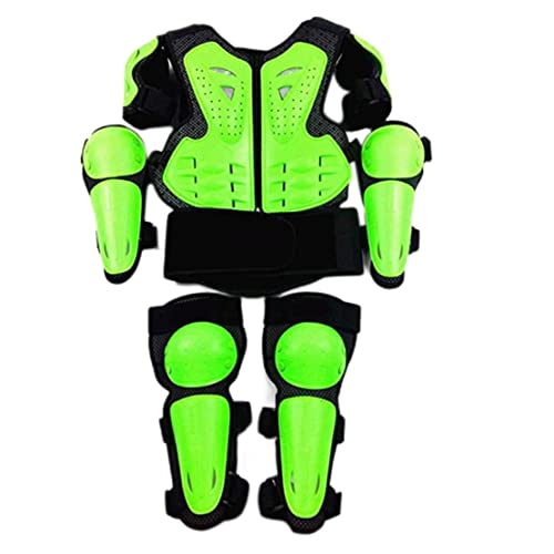 Gilet de Protection pour pour Enfants avec genouillères et coudières pour Motocross, VTT, Patins à roulettes, Scooter, Skateboard, Accessoires d'entraînement d'équitation, Vert