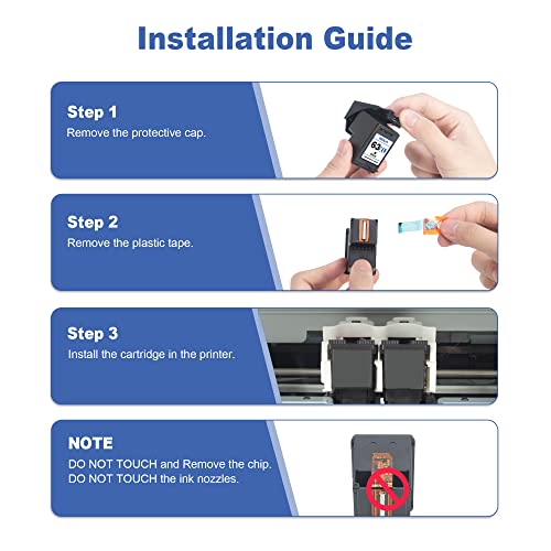 63Xl Black Ink Cartridge Replacement For Hp Ink 63 Hp 63Xl Works With Hp Officejet 3830 4650 4655 5255 5258 5200 3833 Envy 4520 4512 Deskjet 1112 2130 3630 3633 Printer F6U62An F6U64An (2 Black) #TOP4
