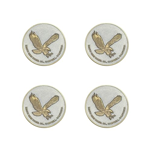 Image of Zenith Eagle Gold & Chrome 3D Metal Wheel Chip Emblems (Set of 4) | 24K Triple Gold & Chrome Plated Solid Metal Emblems 2.25 inch | for Lowriders with Recessed Knock Off Spinner Caps