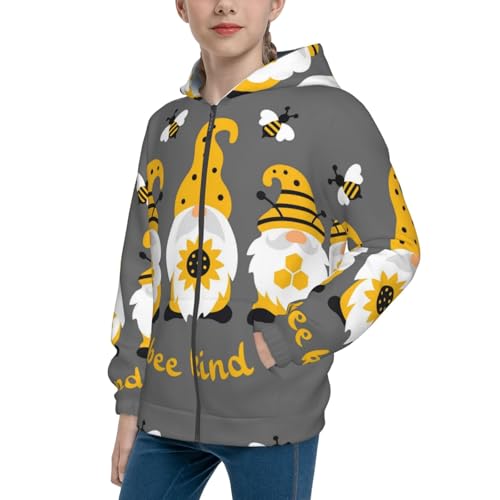Bee Kind Kids Pullover Hoodies Boys Zip Up Sweatshirts Girls Athletic Clothes with Pocket
