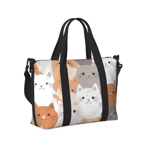 Travel Duffel Bag for Men Gym Bag, Orange Cats Luggage Bag with Shoulder Strap, Large Gym Tote Bag for Women, Weekender Overnight Bag, Foldable Carry on Bag for Airplane2