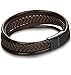 Jstyle Braided Leather Bracelet for Men Bangle Wrap Stainless Steel 7.5 Inch Brown