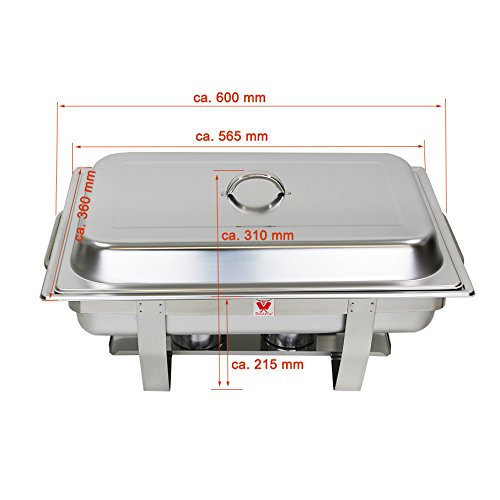 Beeketal 2er Chafing Dish Set 'BCD-2' Profi Gastro Speisewärmer Set aus Edelstahl - Lieferumfang: 2X Grundgestell, 2X… – Bild 5