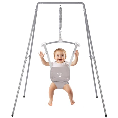 Image of G TALECO GEAR Baby Jumper with Stand, Baby Jumpers and Bouncers, Baby Exerciser Suitable for 6-24 Months, Easy to Assemble & Store Jumper for Baby (Grey)