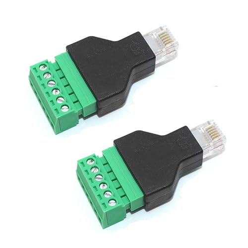 Adaptador RJ12 Macho 6 Pin a Terminal de Tornillo 2 Pzas miniatura 1