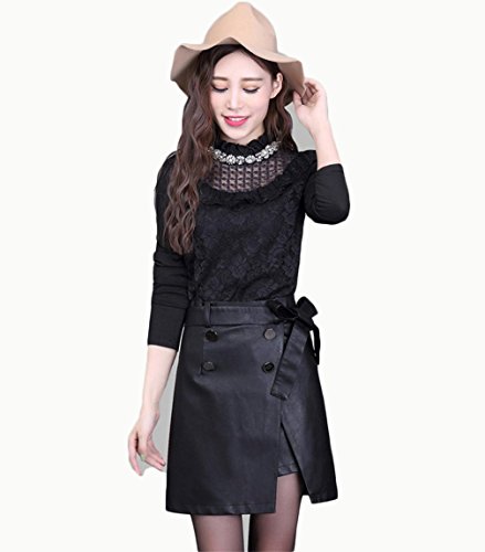 Jupe en cuir split HY noire XL idéale pour vos tenues de bureau et soirées