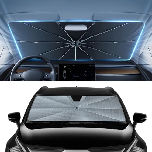 Image of Autorder Windshield Sun Shade Umbrella for 2011-2025 2026 Kia Sportage Accessories,Upgraded Ice Crystal Material,Easy Setup Umbrella Sunshade for Car Windshield,100% Sun Blocking