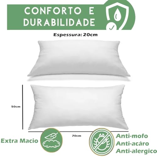 2 Travesseiro Toque Pluma E Fibra Bambu + Travesseiro de Perna