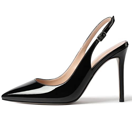MODENCOCO Womens Evening Patent Sexy Party Buckle Slingback Pointed Toe Stiletto High Heel Pumps Shoes 4 Inch2