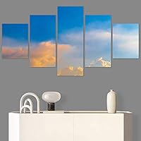 SIGNWIN 5 Panel Canvas Wall Art Modern Art Coastal Colorful Multicolor Photography Romantics Sunset for Home Decorations Ready to Hang - 60
