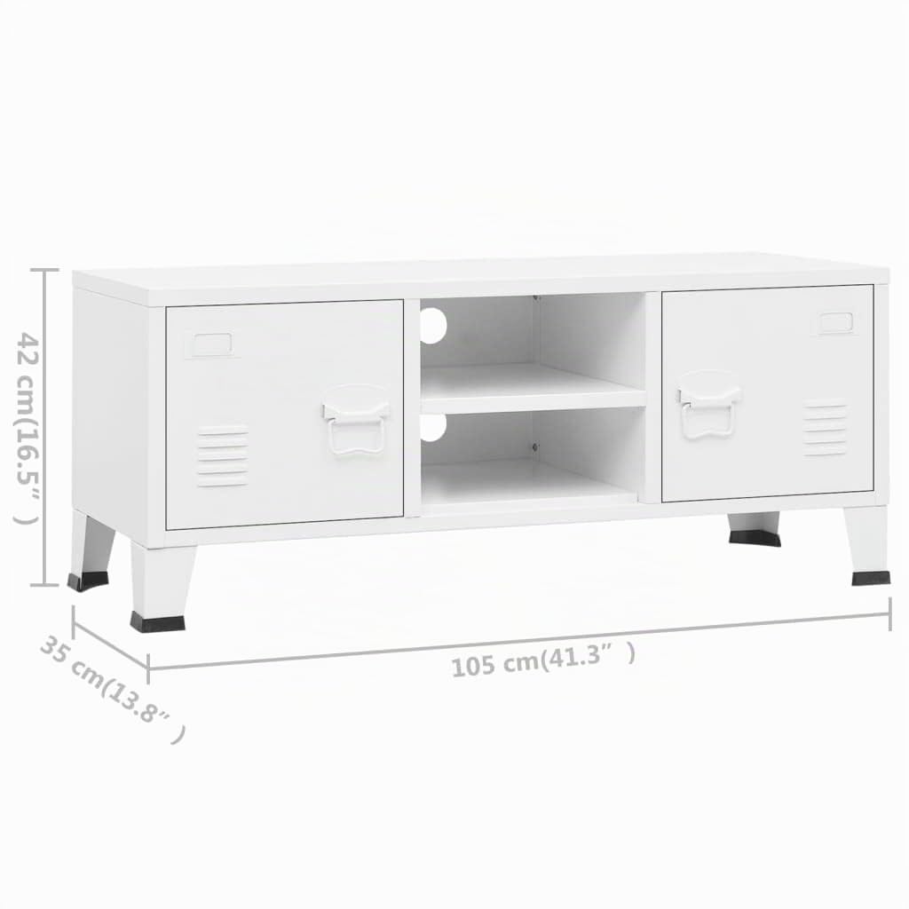 vidaXL Mueble de TV Industrial Aparador Armario Auxiliar Soporte Consola Cajón Televisión Sala Estante Almacenaje Mueble Salón Metal Blanco