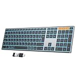 OMOTON Wireless Keyboard, Metal Case(2.4G+BT), Backlit Bluetooth Keyboard Rechargeable, Multi-Device, Silent Ergonomic QWERTY UK Layout for Windows/macOS/PC