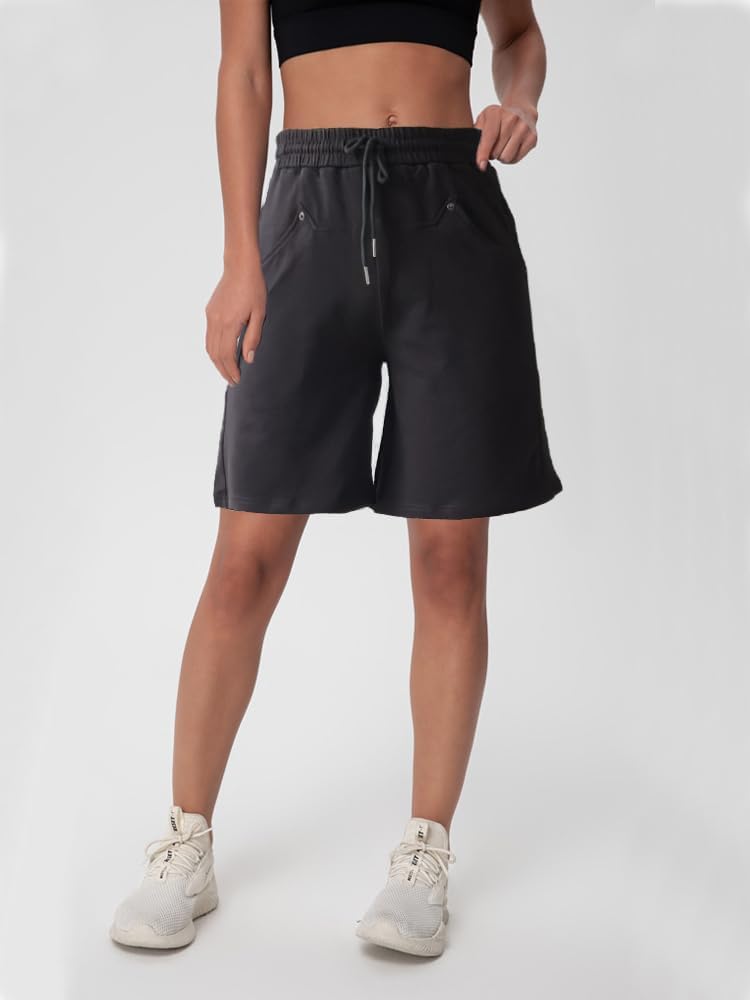 Womens Cotton Sweat Shorts Casual Summer Loose Athletic Short Drawstring Waist Lounge Running Shorts with 3 Pockets - Image 3