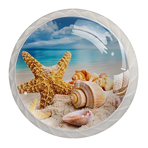 Weiße Möbelknöpfe Und -Griffe Seesterne Und Muscheln Am Strand Küchenbeschläge Schubladengriffe Schubladengriffe Küchenbeschläge Für Möbel 4 Stück Cover