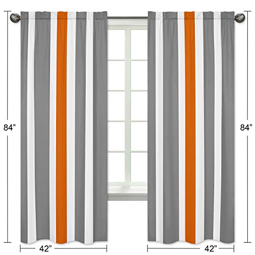 Sweet Jojo Designs Gray, Orange And White Window Treatment Panels For Stripe Collection - Set Of 2 #TOP4