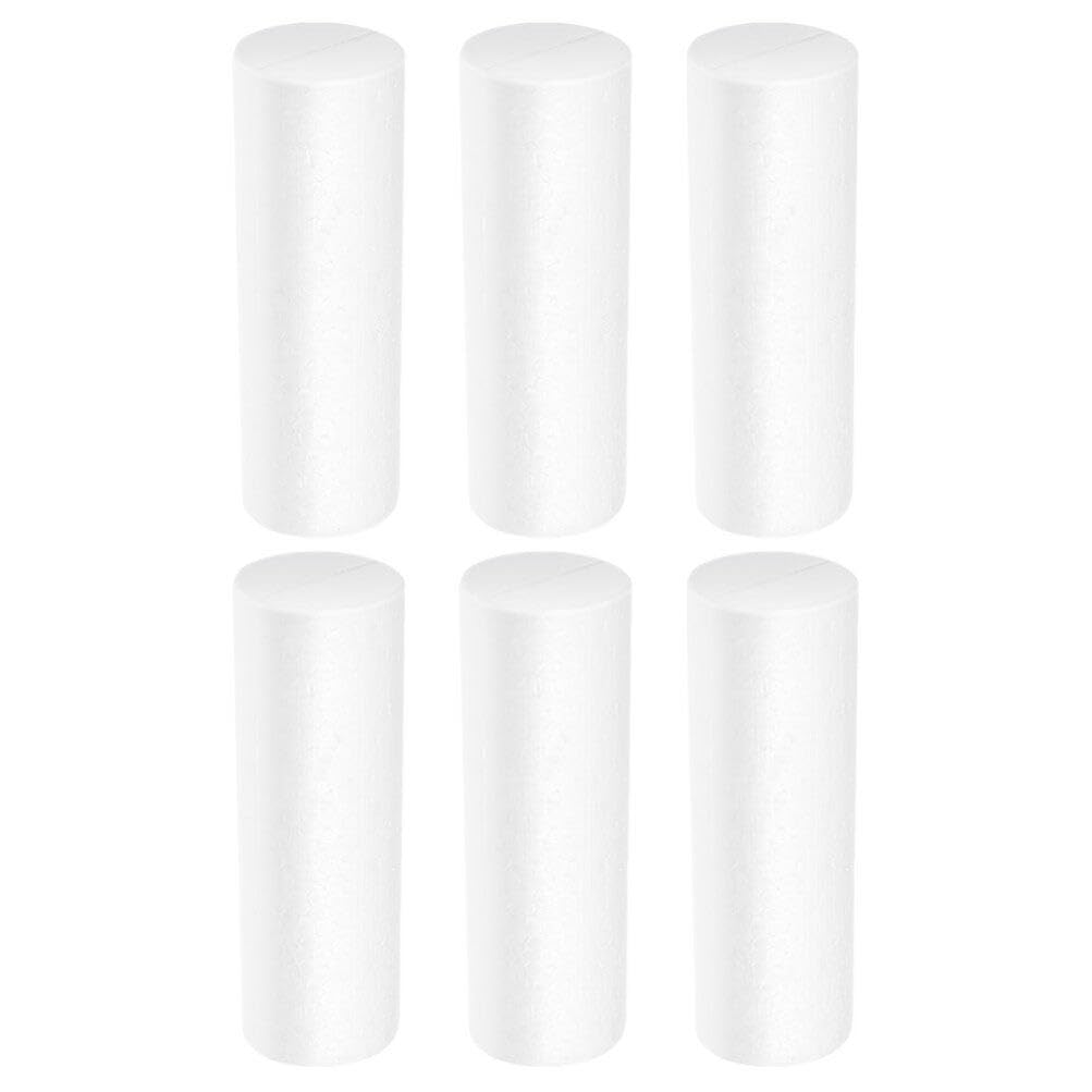 ABOOFAN Foam Cylinders for Crafts 6pcs White Foam Cylinders Shape Craft Foam Sticks Modeling DIY Crafts Polystyrene Cylinder Painting Cylinders Chritstmas Ornament 12.5cm*3.5cm