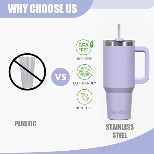 Image of 20 oz Tumbler with Handle,Tumbler with Lid and Straw,Double Wall Insulated Cup Stainless Steel Travel Mug(Cold for 34 Hours),Water Bottle for Iced Tea,Coffee,Cold Beverages(Purple)