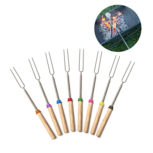 Hoement 8 Espetos Para Grelhar Smores Espetos De Cachorro-Quente Espeto De Salsicha Para Cachorro-Qu