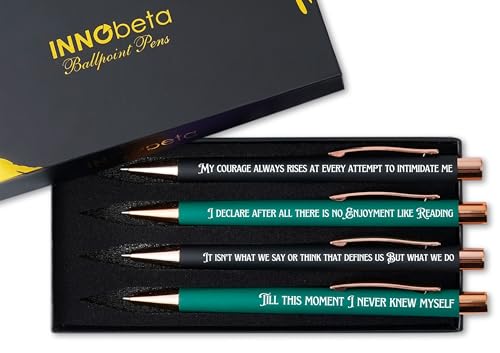 InnoBeta Jane Austen Gifts for Women Men Teens, Ballpoint Pen Set of 4 with Quotes, Pride and...