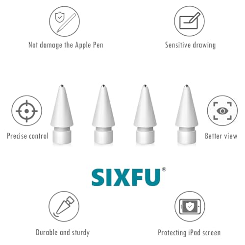 Image of SIXFU Metal Ballpoint Tips Compatible with Apple Pencil Tip, Durable Tips Compatible with Apple Pencil Pro /USB-C / 1st / 2nd Generation, Accessories Compatible with iPad Pencil(4 PCS)