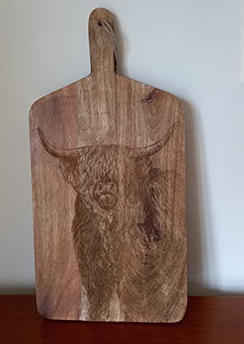 Highland Bull Chopping Board Server Platter Display Platter con patrón Tallado Highland Bull Cover