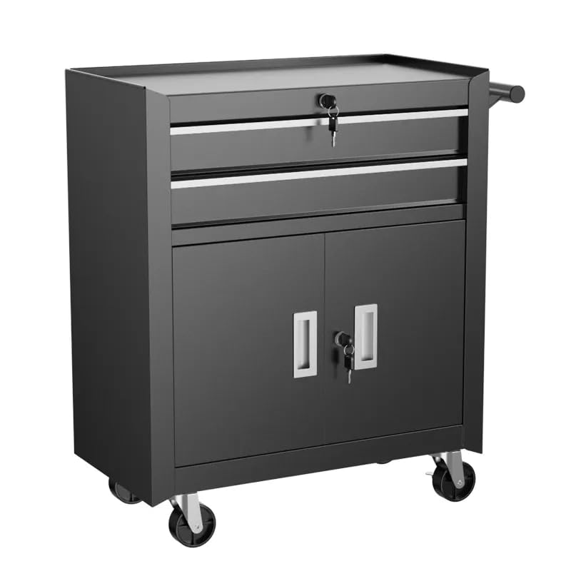 CRUIZER Carro portaherramientas taller 2 cajones 2 puertas - Negro