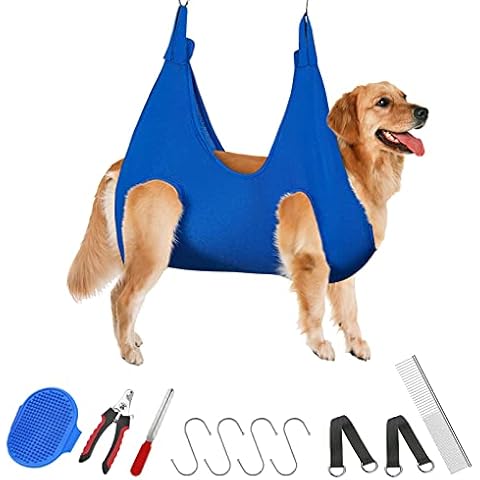 TIANHAO Dog Grooming Hammock Harness, 11 in 1 Pet Supplies Kit with Nail Clipper for Medium/Large Dogs, Dog Holder for Grooming, Dog Grooming Helper for Grooming Bathing Nail Trimming Cover