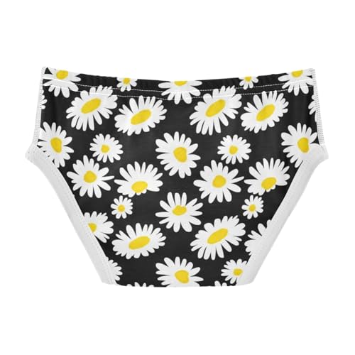 CHIFIGNO Boys Briefs Cute White Daisies Black Little Boys Underwear Breathable Cotton Brief Underwear2