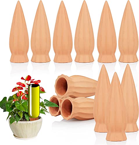 KOAMLY Plant Self-Watering Stakes 12 Pack Terracotta Plant Watering Stakes Recycled Wine Bottle Plant Watering Spikes for Vacation