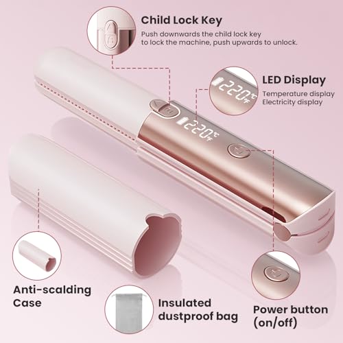 CHIKYO plancha de pelo inalámbrica 2 en 1 portátil rosa miniatura 5