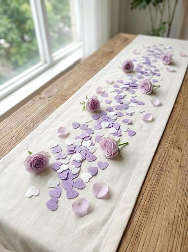 Image of Lilac White Crepe Paper 1 inch Heart Confetti for Table Decor Anniversary Violet Lavender Birthday Wedding Bridal Shower Girls Women Party Decorations 1000 Count