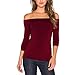 Produktbild ESAILQ Damen Basic V-Ausschnitt Kurzarm T-Shirt Falten Tops mit Knopf(XXL,Rot)