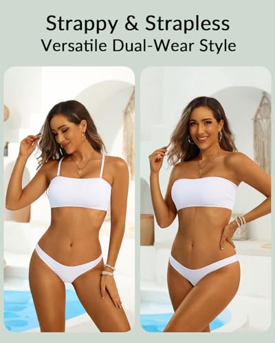 Image of Aqua Eve Women Strapless Bikini Top Only Bandeau Swim Top Tube Top Swimsuit