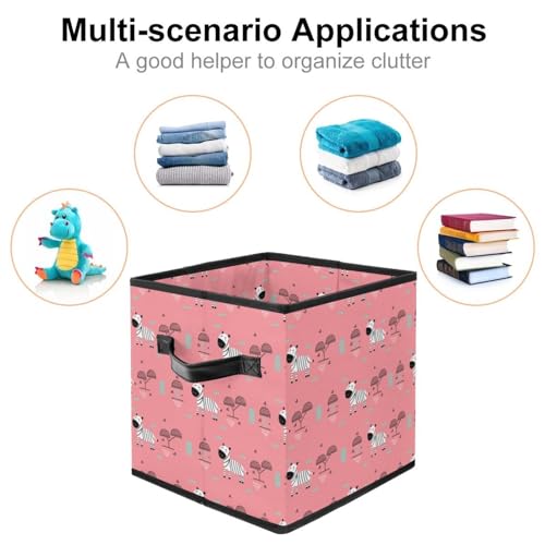 Boîte de rangement pliable chat rose cube en tissu pour placard - 3