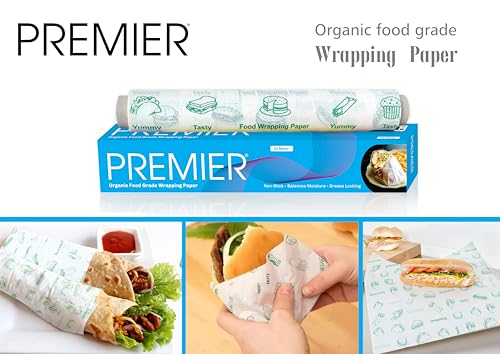 Image of Premier Tissues Food Wrapping Paper - 20 Meters | Safe, Hygienic, and Greaseproof Food Grade Paper for Wrapping Sandwiches, Snacks, and Baked Goods | Ideal for Home, Cafes, and Restaurants